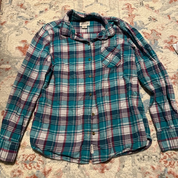 Field & Stream Teal and Purple Plaid Shirt - Picture 1 of 5